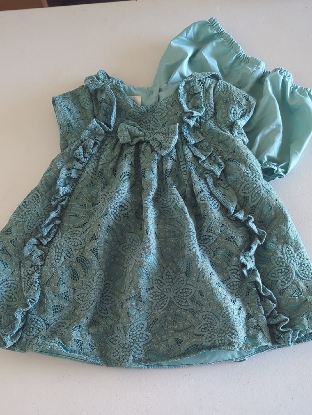 Green Lace Dress With Matching Bloomers